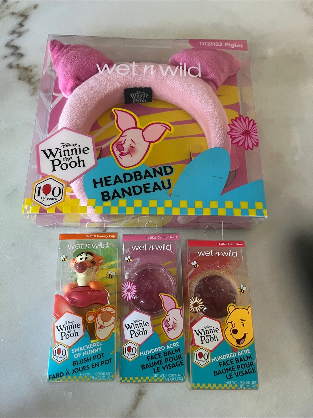 wet n wild Pink Piglet Plush Headband with Pink Winnie the Pooh Face Balms Set